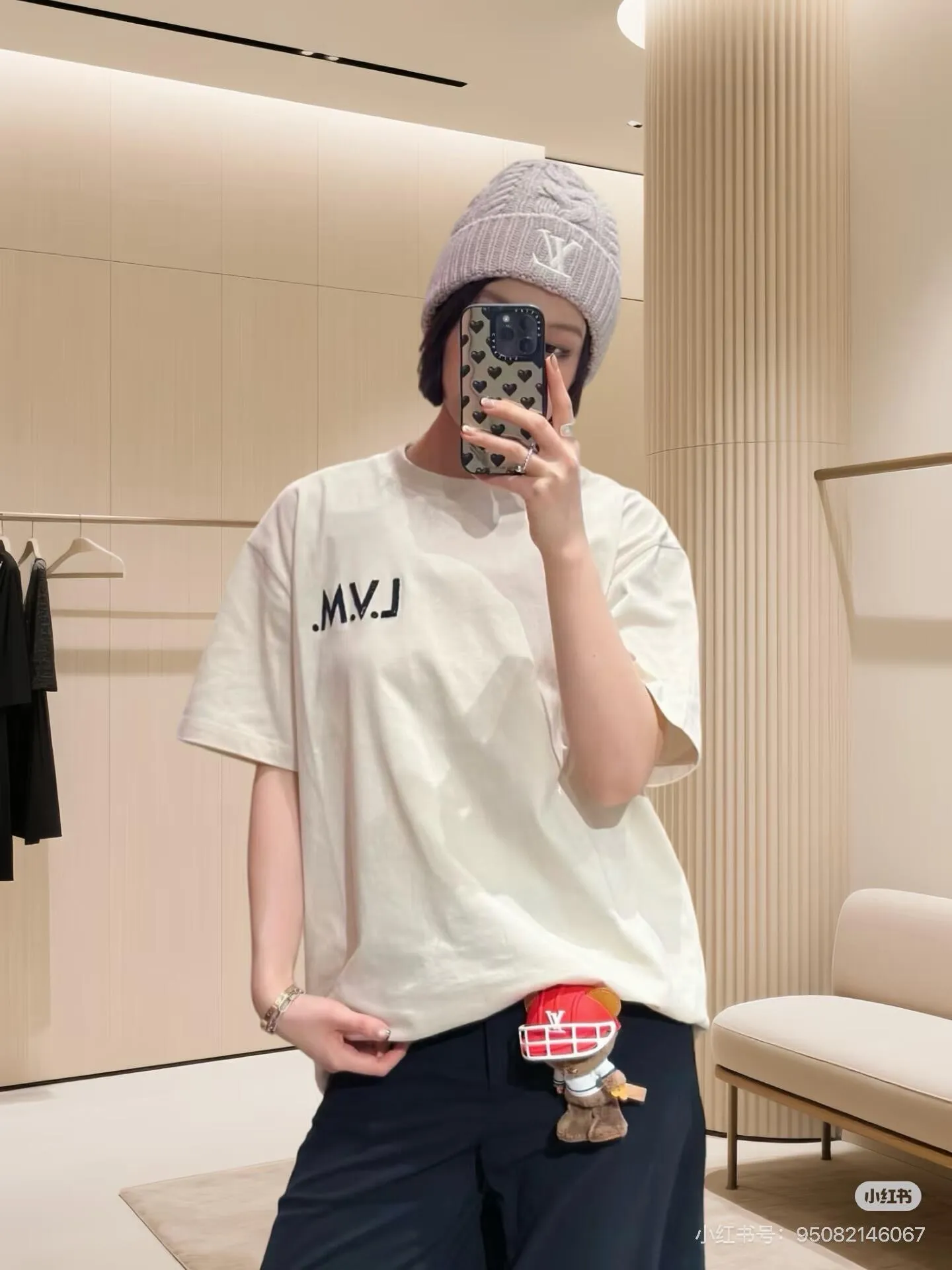 Louis Vuitton/Louis Vuitton 26ss embroidered logo letter short sleeves
